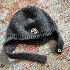 Moncler Kids Charcoal Knit Hat
